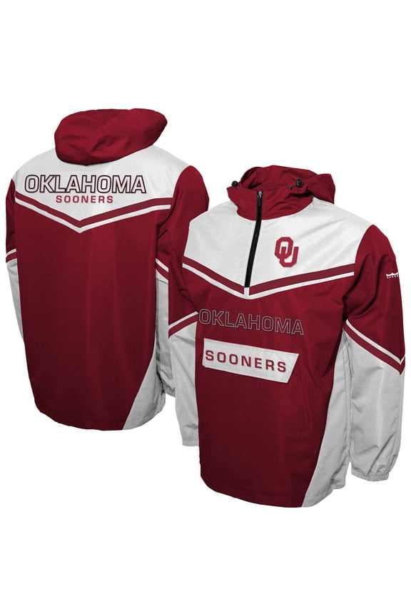 Men's Franchise Club Crimson Oklahoma Sooners Action Anorak Half-Zip Jacket