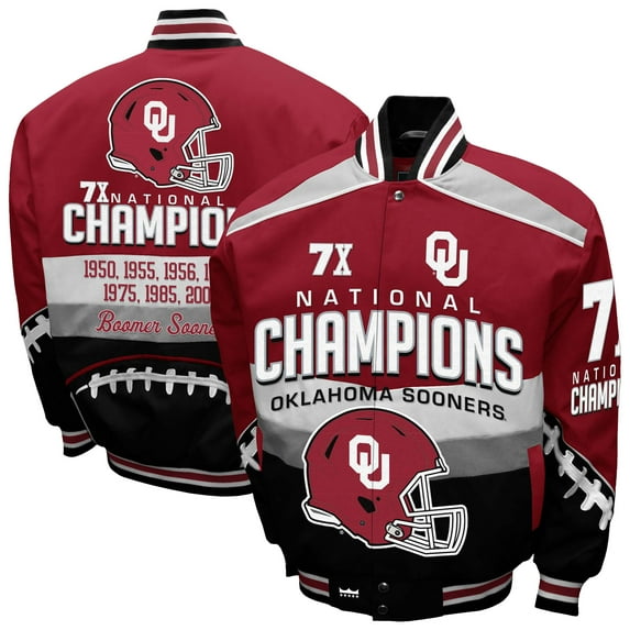 Men's-Franchise Club Crimson Oklahoma Sooners Cotton Twill Full-Zip Jacket