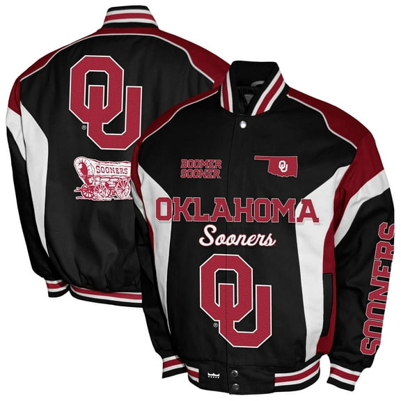 Men's Franchise Club Crimson Oklahoma Sooners Driven Full-Zip Twill Jacket