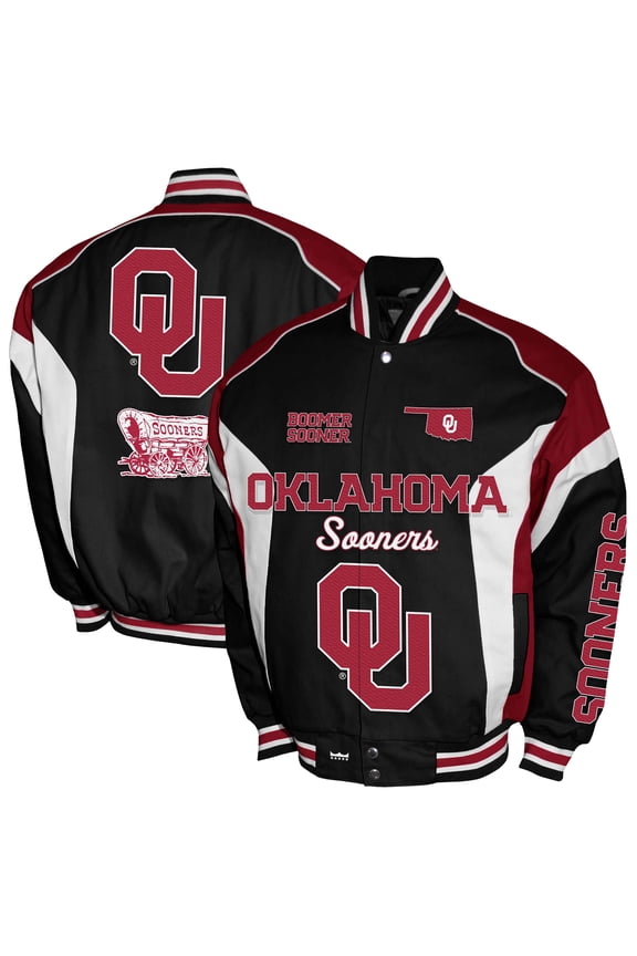 Men's Franchise Club Crimson Oklahoma Sooners Driven Full-Zip Twill Jacket