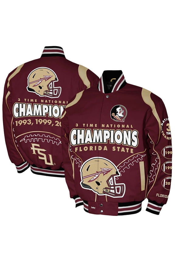 Men's Franchise Club Garnet Florida State Seminoles 3-Time Champions Signature Cotton Twill Full-Snap Jacket