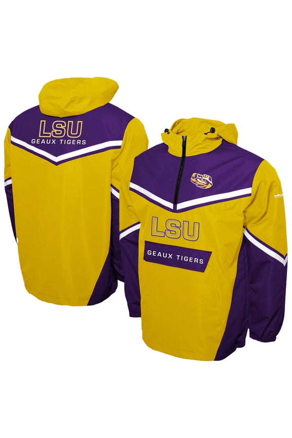 Men's Franchise Club Gold LSU Tigers Action Anorak Half-Zip Jacket