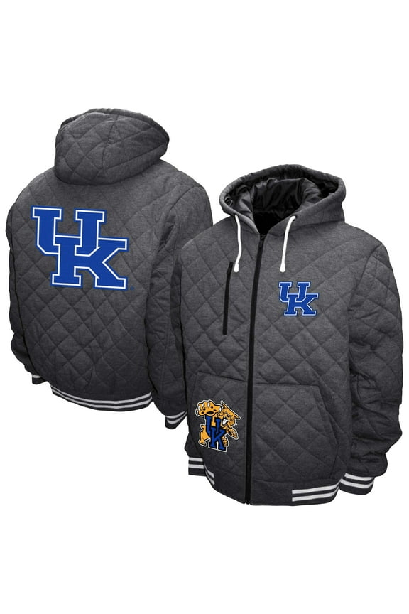 Men's Franchise Club Gray Kentucky Wildcats Diamond Quilted Full-Zip Hoodie Jacket