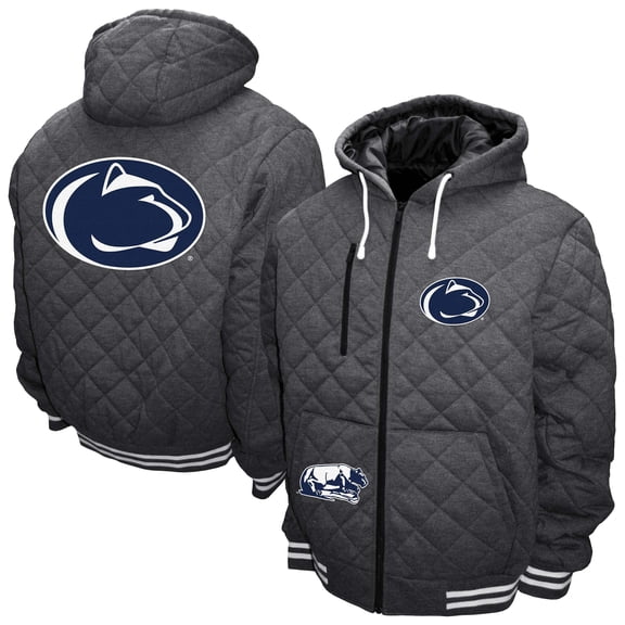 Men's Franchise Club Gray Penn State Nittany Lions Diamond Quilted Full-Zip Hoodie Jacket
