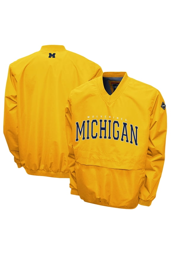 Men's Franchise Club Maize Michigan Wolverines Members Windshell V-Neck Pullover Jacket