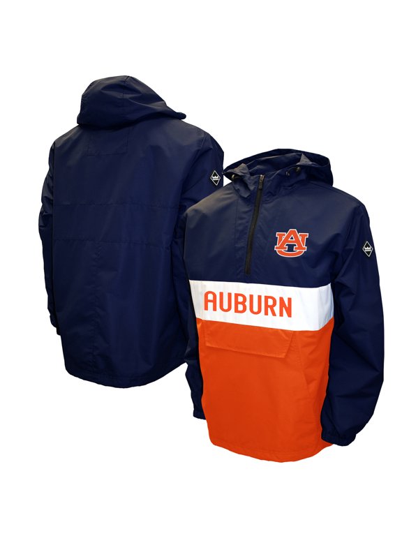 Men's Franchise Club Navy Auburn Tigers Alpha Anorak Half-Zip Pullover Jacket
