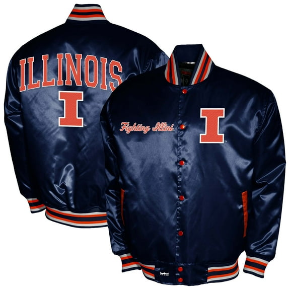 Men's Franchise Club Navy Illinois Fighting Illini Satin Full-Snap Jacket