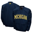 thumbnail image 1 of Men's Franchise Club Navy Michigan Wolverines Members Windshell V-Neck Pullover Jacket, 1 of 3