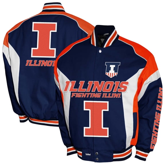Men's Franchise Club Navy/Orange Illinois Fighting Illini Driven Full-Zip Twill Jacket