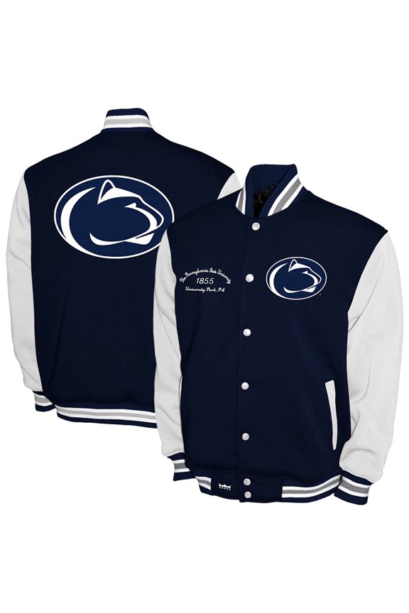 Men's Franchise Club Navy Penn State Nittany Lions Fleece Varsity Full-Snap Jacket