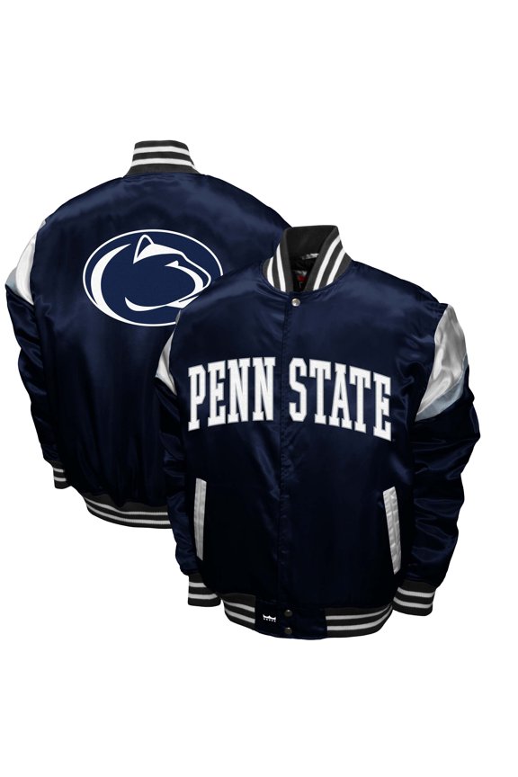 Men's Franchise Club Navy Penn State Nittany Lions Power Satin Full-Snap Jacket