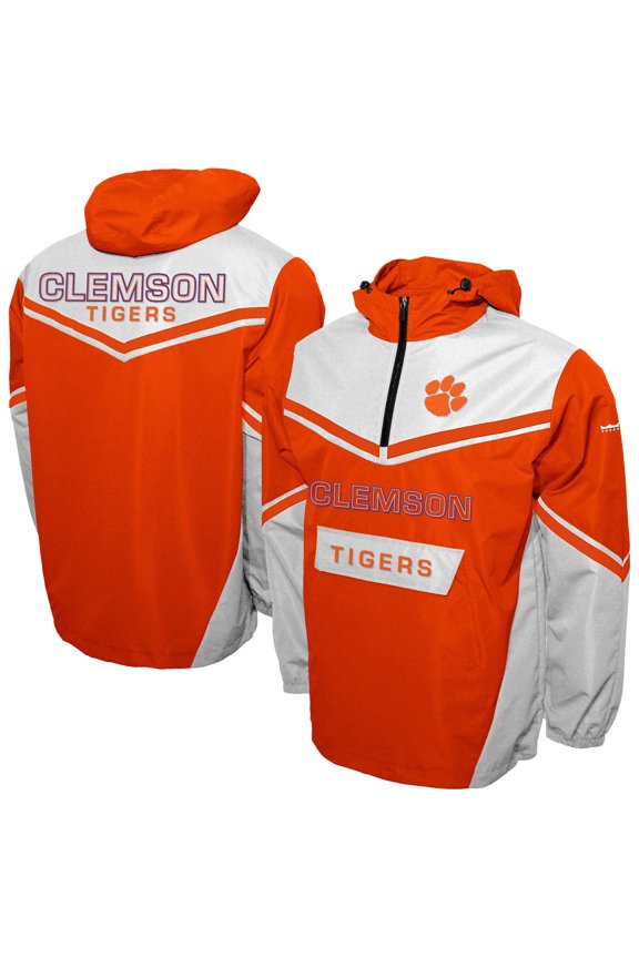 Men's Franchise Club Orange Clemson Tigers Action Anorak Half-Zip Jacket