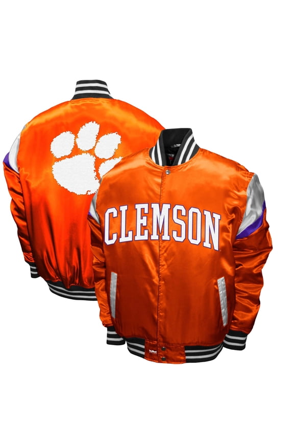 Men's Franchise Club Orange Clemson Tigers Power Satin Full-Snap Jacket