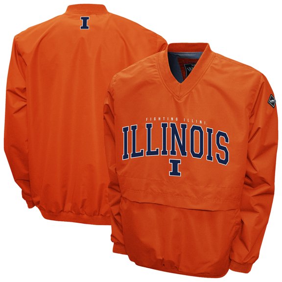 Men's Franchise Club Orange Illinois Fighting Illini Windshell V-Neck Jacket