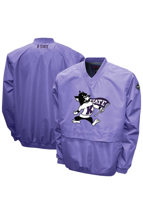 Men's Franchise Club Purple Kansas State Wildcats Big Logo Windshell V-Neck Pullover Jacket