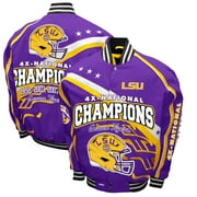 Men's Franchise Club Purple LSU Tigers Commemorative Football 4-Time National Champions Full-Snap Jacket