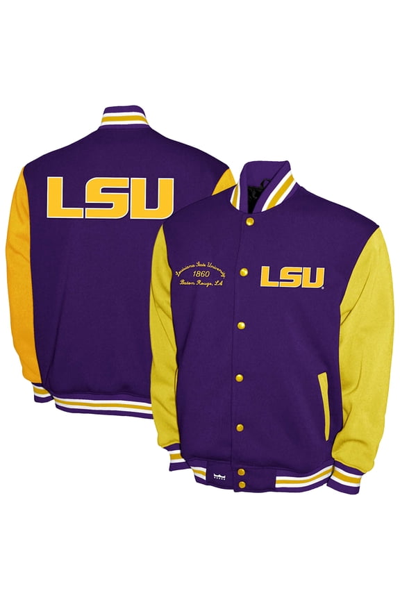 Men's Franchise Club Purple LSU Tigers Fleece Varsity Full-Snap Jacket