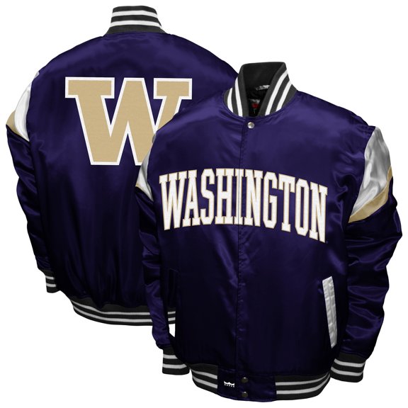 Men's Franchise Club Purple Washington Huskies Power Satin Full-Snap Jacket