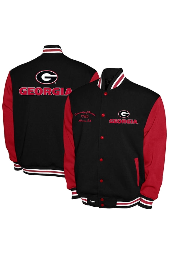 Men's Franchise Club Red Georgia Bulldogs Fleece Varsity Full-Snap Jacket