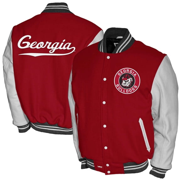Men's Franchise Club Red Georgia Bulldogs Full-Snap Letterman Jacket