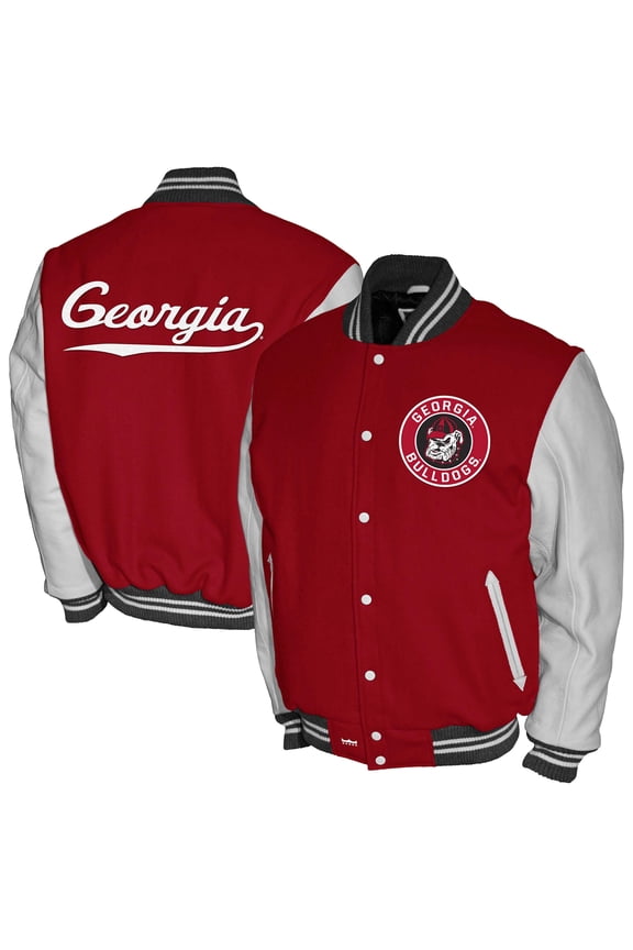 Men's Franchise Club Red Georgia Bulldogs Full-Snap Letterman Jacket