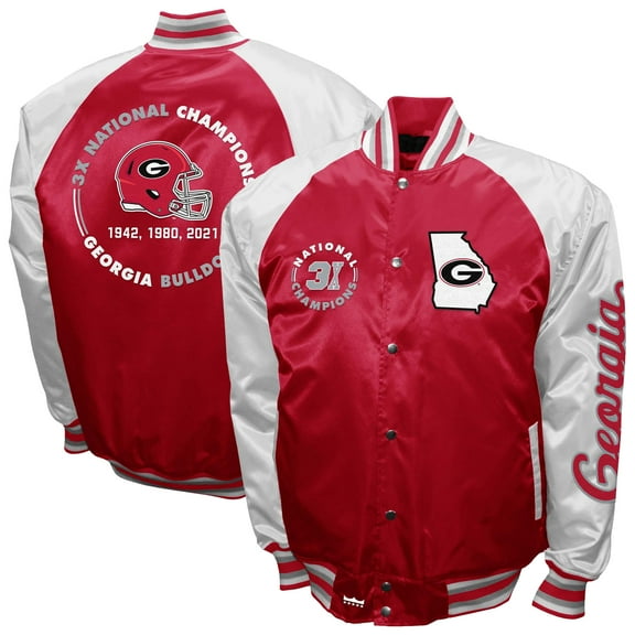 Men's-Franchise Club Red Georgia Bulldogs Satin Full-Snap Jacket