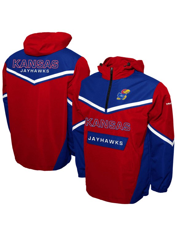 Men's Franchise Club Red Kansas Jayhawks Action Anorak Half-Zip Jacket