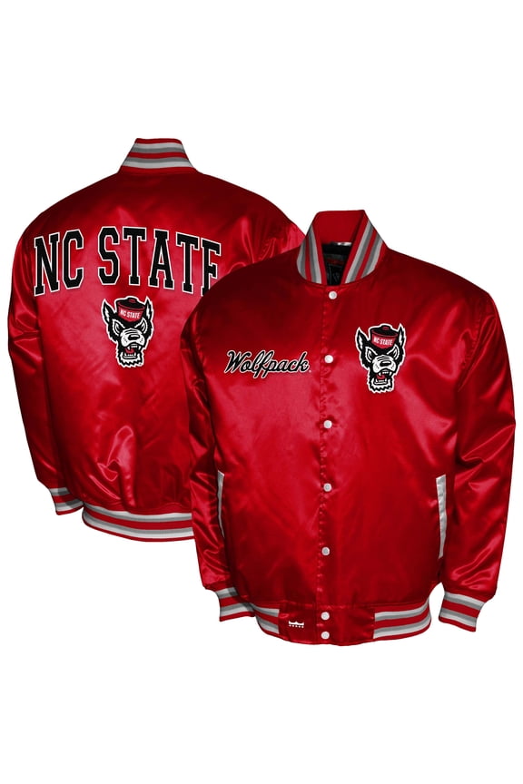 Men's Franchise Club Red NC State Wolfpack Satin Full-Snap Jacket
