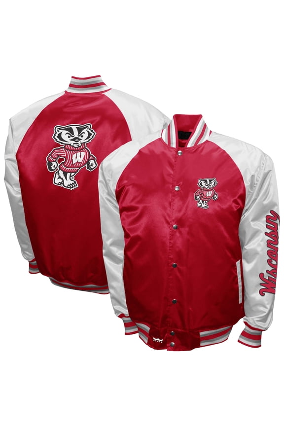 Men's Franchise Club Red Wisconsin Badgers The Game Satin Full-Snap Jacket