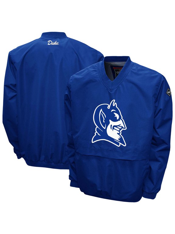 Men's Franchise Club Royal Duke Blue Devils Big Logo Windshell V-Neck Pullover Jacket
