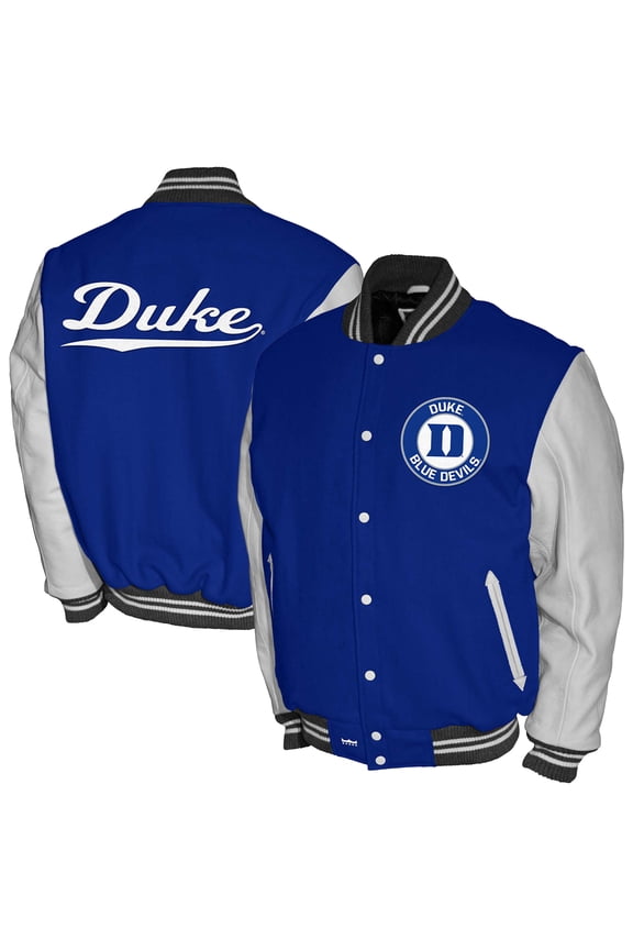 Men's Franchise Club Royal Duke Blue Devils Full-Snap Letterman Jacket