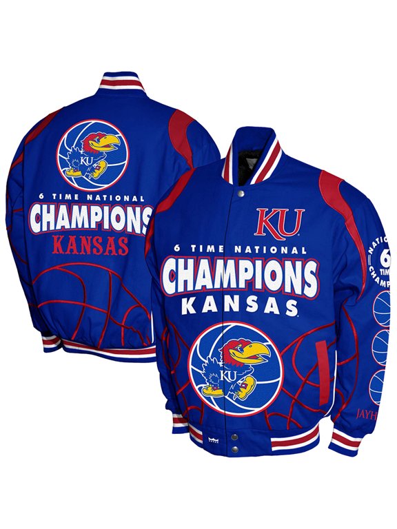 Men's Franchise Club Royal Kansas Jayhawks 6-Time Champions Signature Cotton Twill Full-Snap Jacket