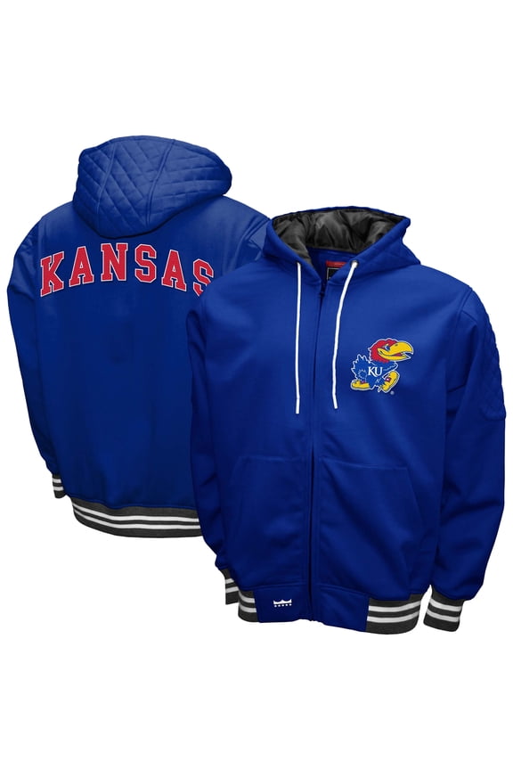 Men's Franchise Club Royal Kansas Jayhawks Grind Full-Zip Hoodie Jacket