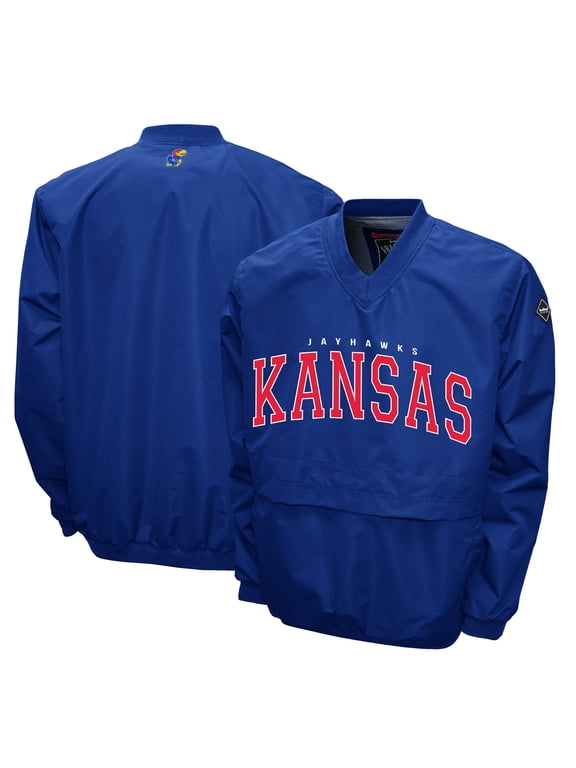 Men's Franchise Club Royal Kansas Jayhawks Members Windshell V-Neck Pullover Jacket