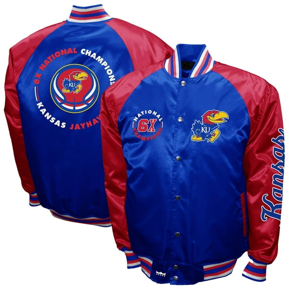 Men's-Franchise Club Royal Kansas Jayhawks Satin Full-Snap Jacket