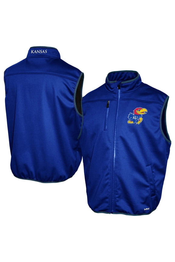 Men's Franchise Club Royal Kansas Jayhawks Softshell Full-Zip Vest