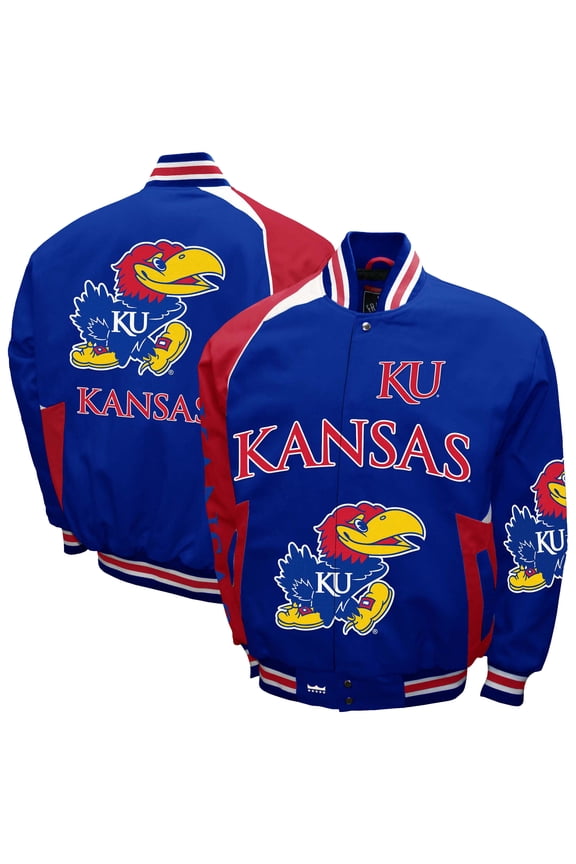 Men's Franchise Club Royal Kansas Jayhawks Spirit Cotton Twill Full-Snap Jacket
