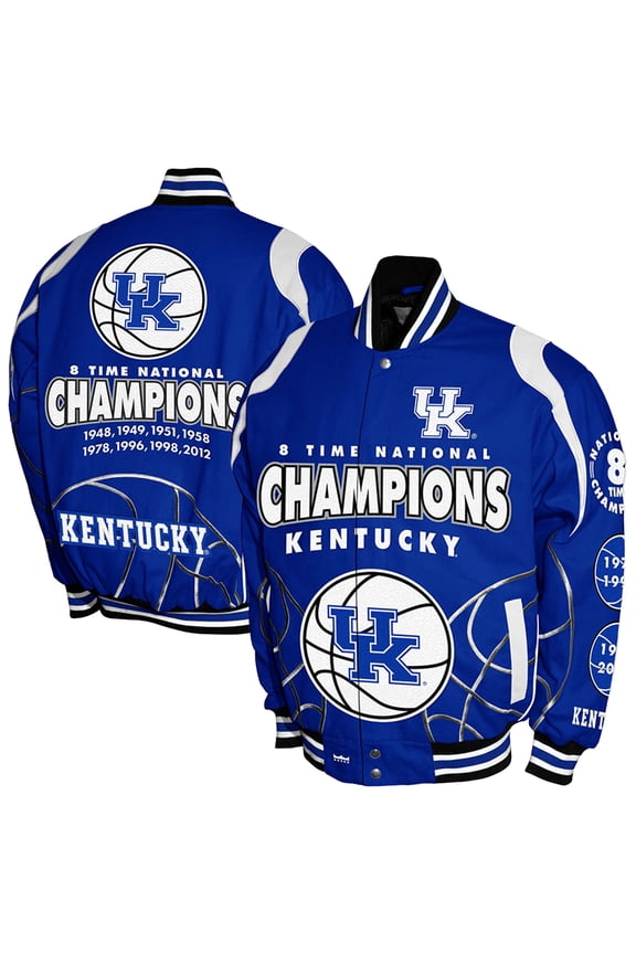 Men's Franchise Club Royal Kentucky Wildcats 8-Time Champions Signature Cotton Twill Full-Snap Jacket