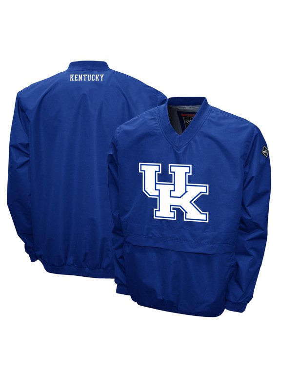 Men's Franchise Club Royal Kentucky Wildcats Big Logo Windshell V-Neck Pullover Jacket