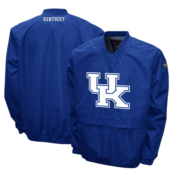 Men's Franchise Club Royal Kentucky Wildcats Big Logo Windshell V-Neck Pullover Jacket