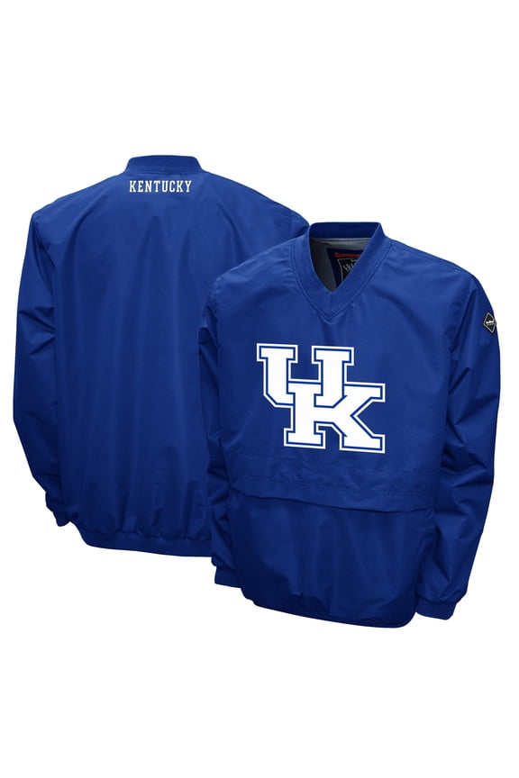 Men's Franchise Club Royal Kentucky Wildcats Big Logo Windshell V-Neck Pullover Jacket