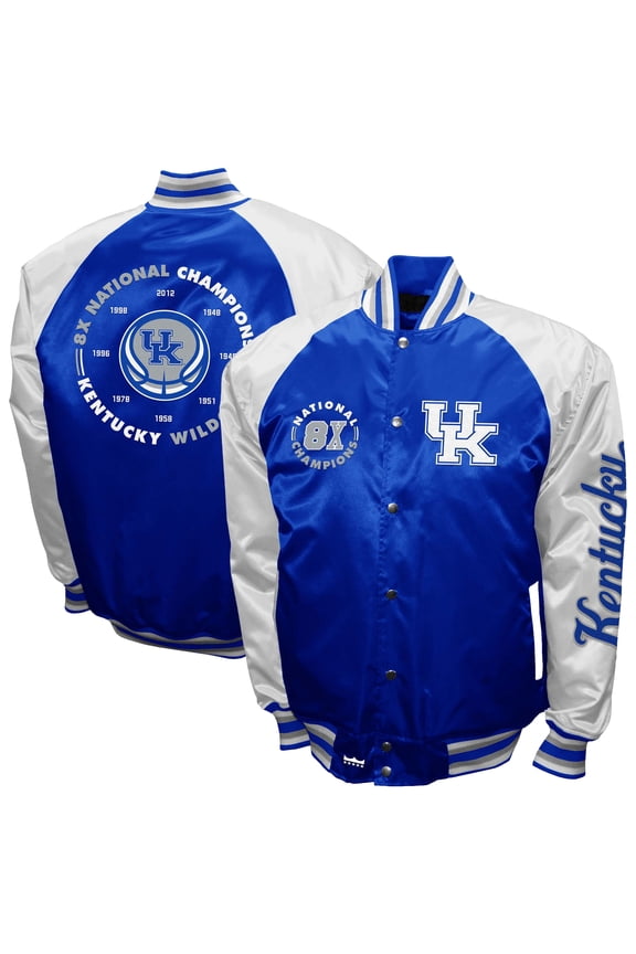 Men's-Franchise Club Royal Kentucky Wildcats Satin Full-Snap Jacket