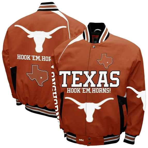 Men's Franchise Club Texas Orange Texas Longhorns Spirit Cotton Twill Full-Snap Jacket