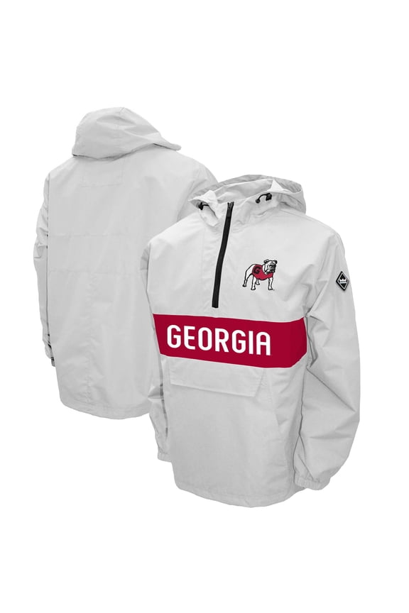 Men's Franchise Club White Georgia Bulldogs Alpha Anorak Quarter-Zip Pullover Jacket
