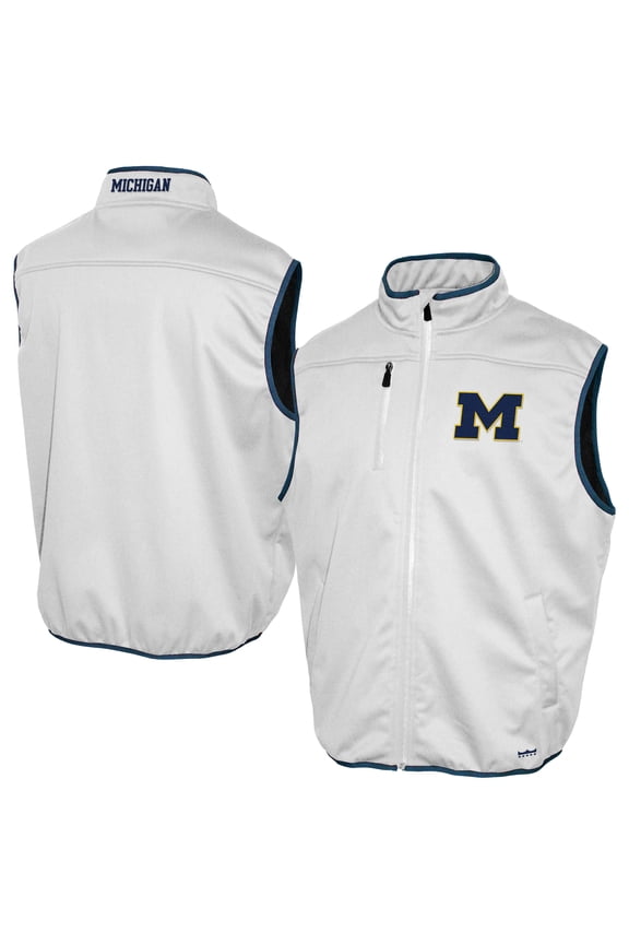 Men's Franchise Club White Michigan Wolverines Softshell Full-Zip Vest