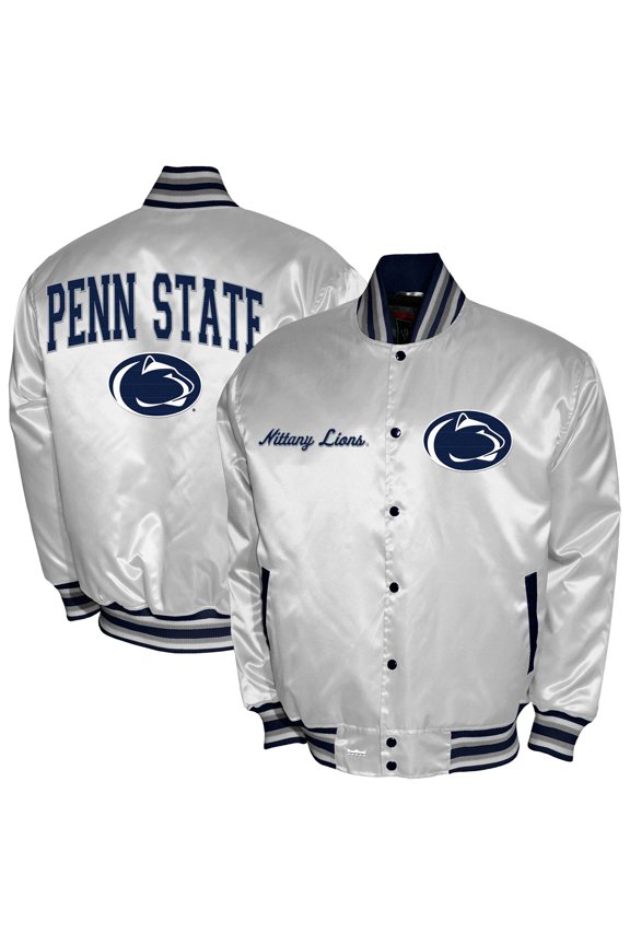 Men's Franchise Club White Penn State Nittany Lions Satin Full-Snap Jacket
