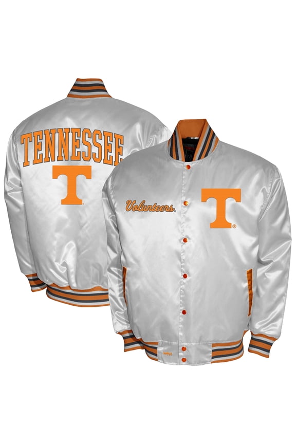 Men's Franchise Club White Tennessee Volunteers Satin Full-Snap Jacket