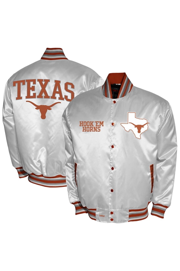Men's Franchise Club White Texas Longhorns Satin Full-Snap Jacket