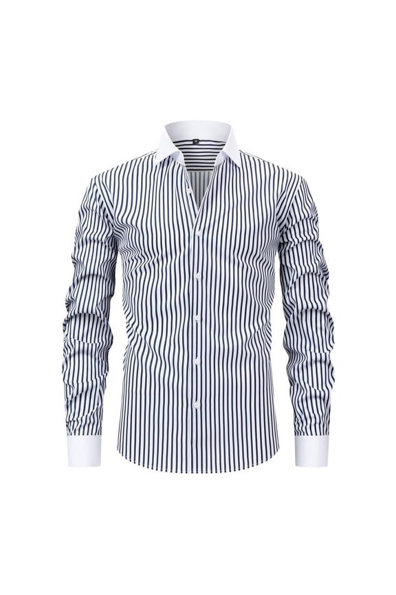 Men's French Cuff Dress Shirt Soft Wrinkle Free Button Down Formal Business Casual Striped Long Sleeve Work Blouses Tops