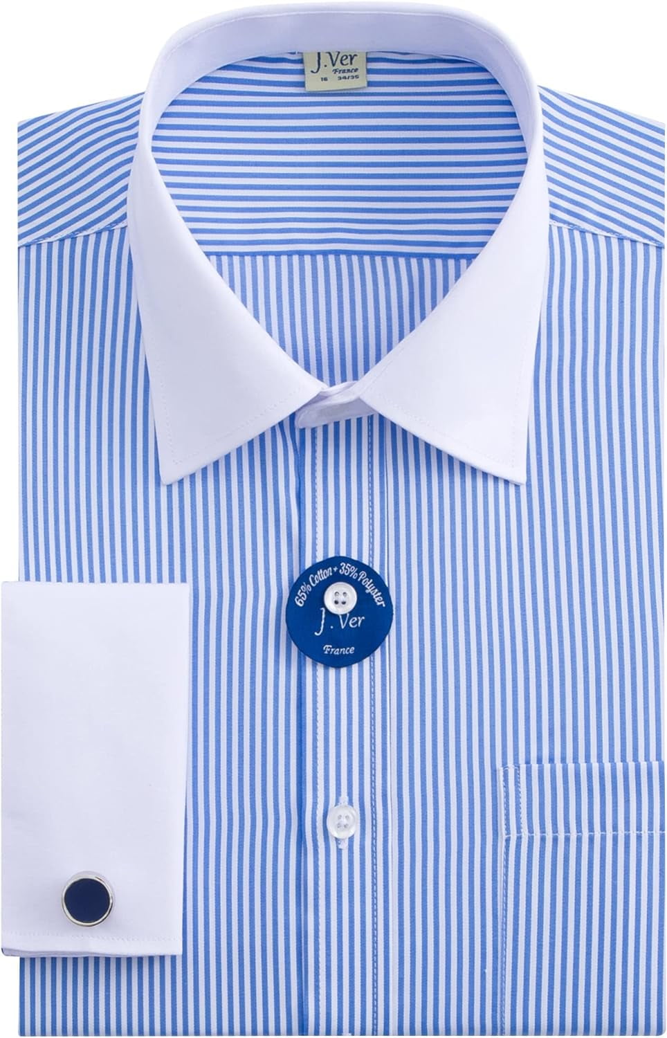 Men's French Cuff Dress Shirts Regular Fit Long Sleeve Spead Collar